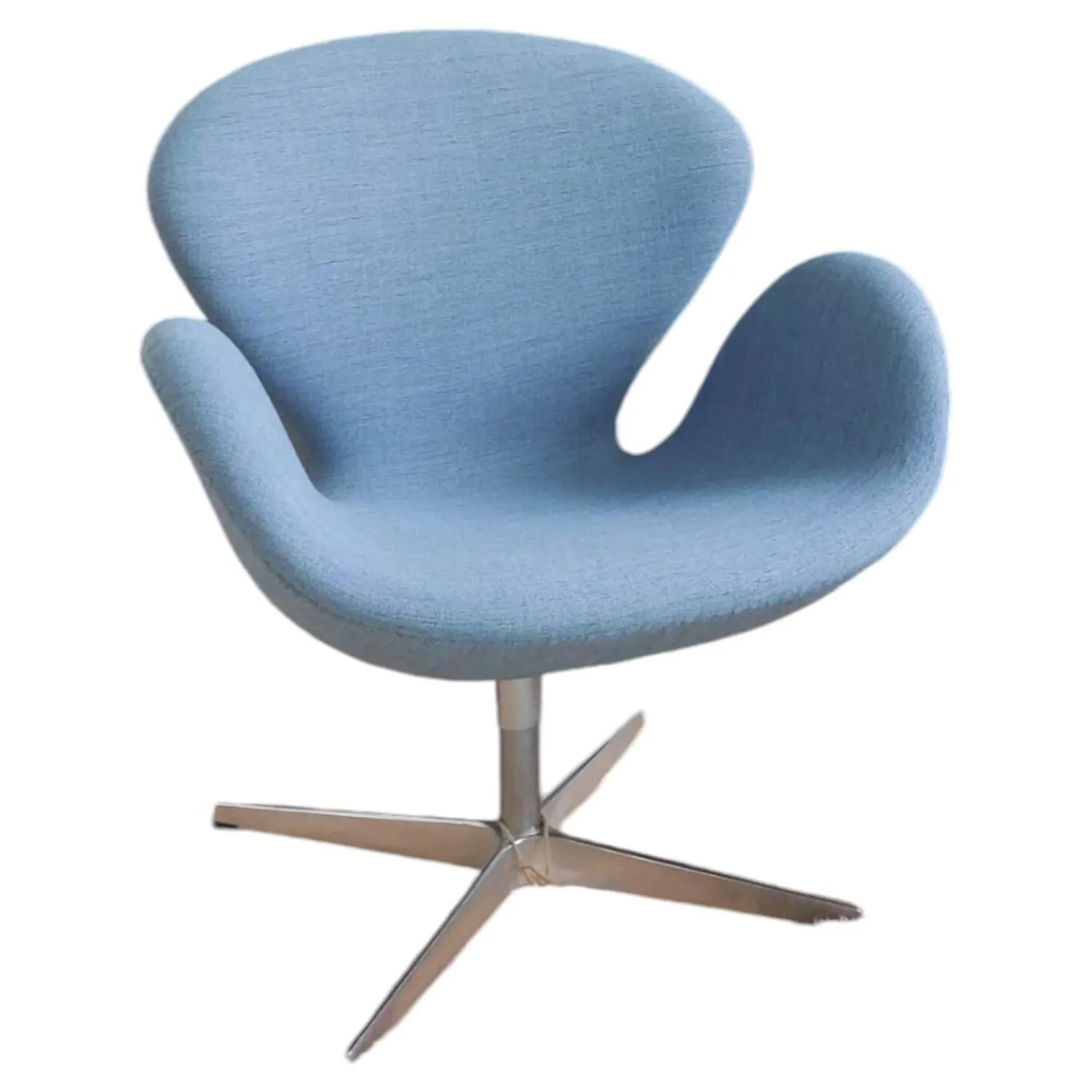 Fritz Hansen Relaxsessel|Sessel Der Schwan Stoff Christianshavn Hellblau Grau Meliert Gestell Verchromt