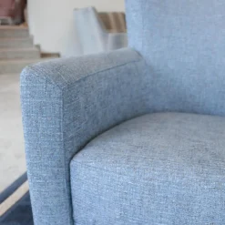 Bielefelder Werkstätten Relaxsessel|Sessel Donna Stoff Blaugrau Füße Blau Lackiert