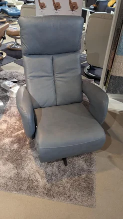 Hukla Relaxsessel|Sessel Dreamline 02 Leder Vivre Steel Grau Sternfuß Edelstahl Mit Kopfteilverstellung