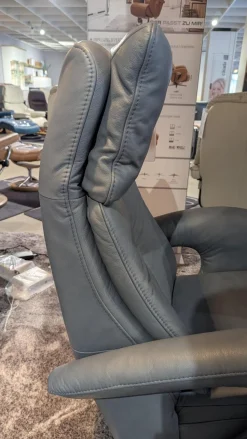 Hukla Relaxsessel|Sessel Dreamline 02 Leder Vivre Steel Grau Sternfuß Edelstahl Mit Kopfteilverstellung