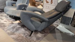 Hukla Relaxsessel|Sessel Dreamline 02 Leder Vivre Steel Grau Sternfuß Edelstahl Mit Kopfteilverstellung