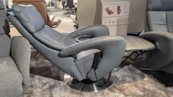 Hukla Relaxsessel|Sessel Dreamline 02 Leder Vivre Steel Grau Metall Drehteller V6 Mit Turn Und Move Funktion