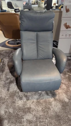 Hukla Relaxsessel|Sessel Dreamline 02 Leder Vivre Steel Grau Metall Drehteller V6 Mit Turn Und Move Funktion