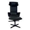 De Sede Relaxsessel|Sessel DS 343 Leder 10 Neck 11 Black Schwarz Gestell Metall Schwarzgrau Inklusive Hocker