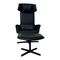 De Sede Relaxsessel|Sessel DS 343 Leder 10 Neck 11 Black Schwarz Gestell Metall Schwarzgrau Inklusive Hocker