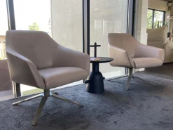 De Sede Loungesessel|Sessel DS 278-01 Leder Naturale Taupe Crème-Beige Vier-Sternfuss Taupe Lackiert Drehbar