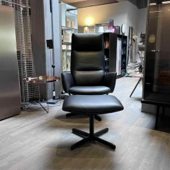 De Sede Relaxsessel|Sessel DS-344 Leder Touch Schwarz 11 Gestell Schwarzgrau Mit Hocker