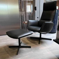 De Sede Relaxsessel|Sessel DS-344 Leder Touch Schwarz 11 Gestell Schwarzgrau Mit Hocker