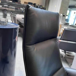 De Sede Relaxsessel|Sessel DS-344 Leder Touch Schwarz 11 Gestell Schwarzgrau Mit Hocker