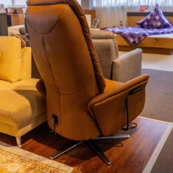 himolla Relaxsessel|Sessel Easy Swing 7051 Leder 22 Soft N Bright Braun Sternfuß Edelstahloptik Mit Aufstehhilfe Und Kopfteilverstellung