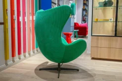 Fritz Hansen Loungesessel|Sessel Egg Chair Stoff Special Fabric Phlox 0933 Green Grün Gestell Warm Graphite Lackiert Grau