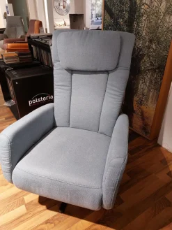 Steinpol Relaxsessel|Sessel EM Plauen Stoff Sofia Clen Blue Grey Blau Grau Sternfuß Schwarz Matt Mit Manueller Verstellung
