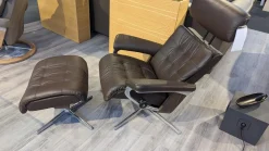 Stressless Relaxsessel|Sessel Erik M Leder Paloma 33 Espresso Braun Grau Holz Walnuss 06 Gestell Cross 40 Alu Mit Hocker