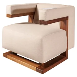 Tecta Loungesessel|Sessel F51 Stoff Doma Beige Grau Gestell Nussbaum Massiv