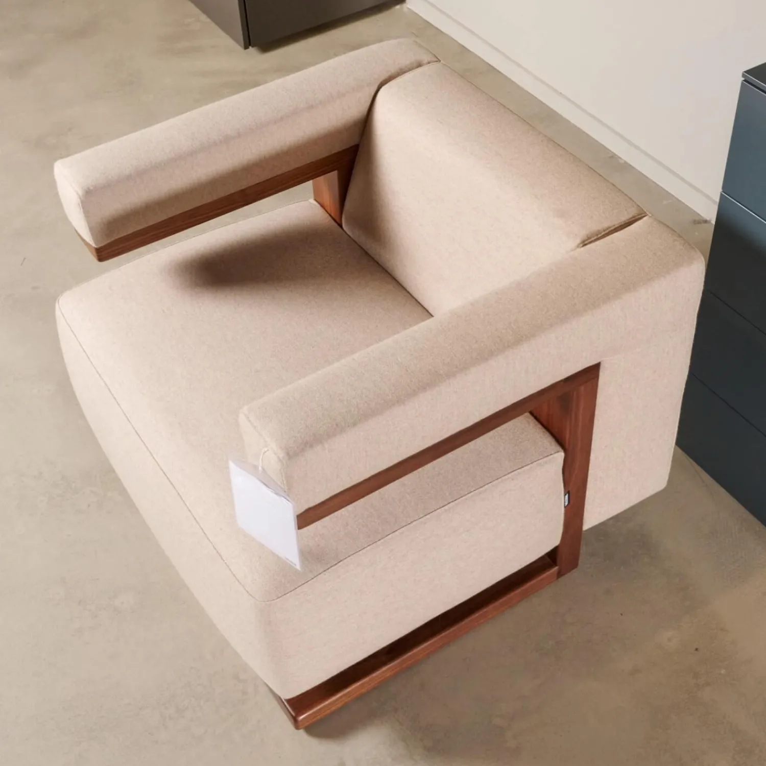 Tecta Loungesessel|Sessel F51 Stoff Doma Beige Grau Gestell Nussbaum Massiv