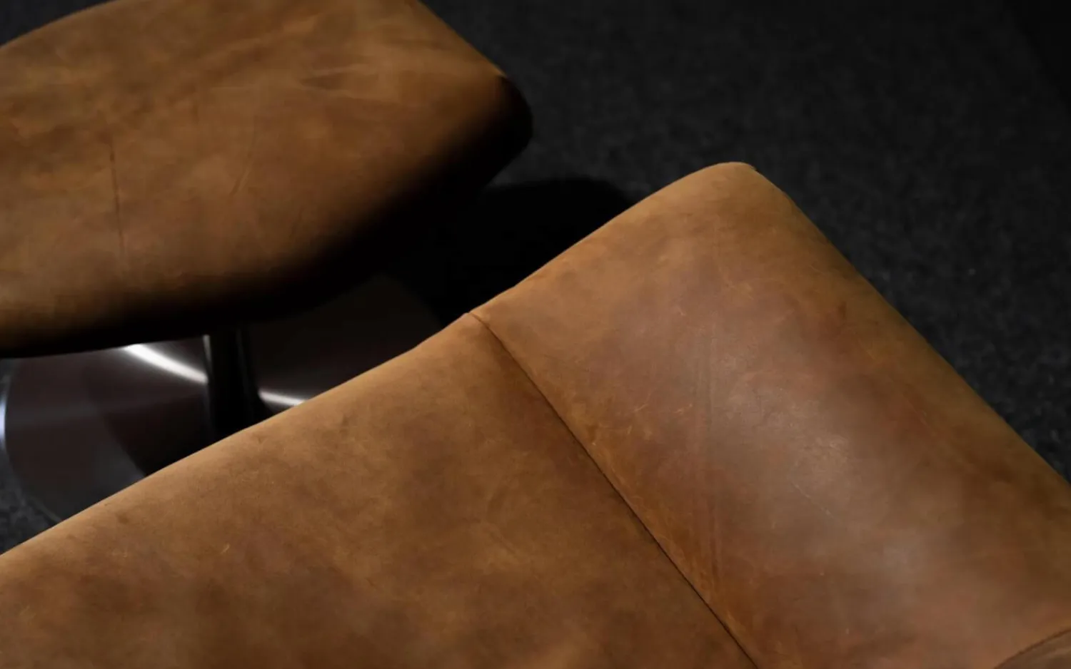 Tommy M Relaxsessel|Sessel Fabrizio Mit Hocker Leder Diesel Brandy Cognac Drehteller Edelstahl