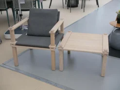 COR Gartentische|Gartenstühle|Sessel Farmer Stoff 5091 Mittelgrau Gestell Eiche Natur Geölt Inklusive Tisch