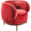 Wittmann Loungesessel|Sessel Fauteuil Vuelta 80 Bezug Stoff Velvet Bordeaux Rot Füße Bronze Drehbar