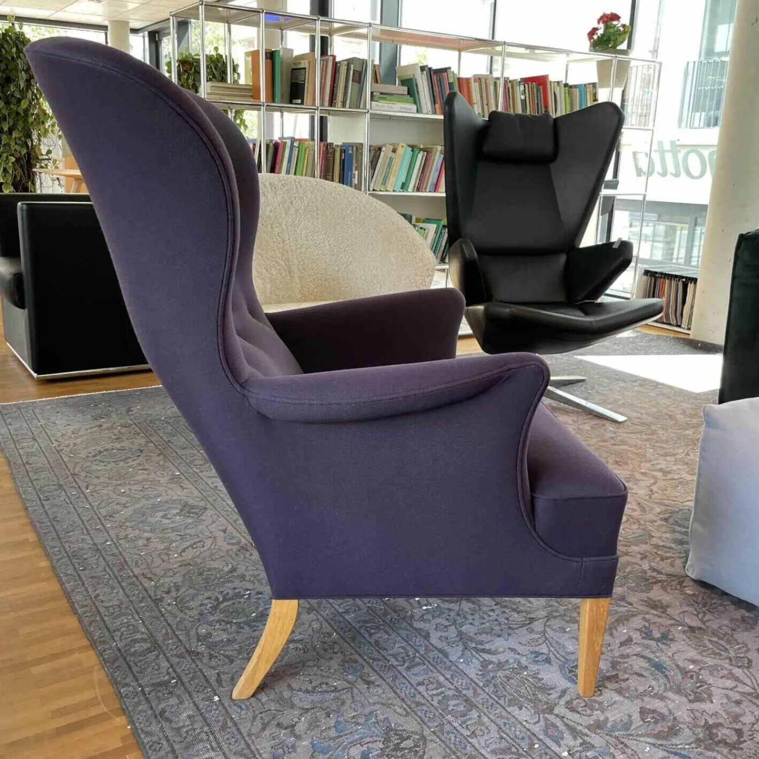 Carl Hansen & Søn Relaxsessel|Sessel FH419 Heritage Stoff 685 Violett Dunkel Steelcut 2 Gestell Eiche Geölt
