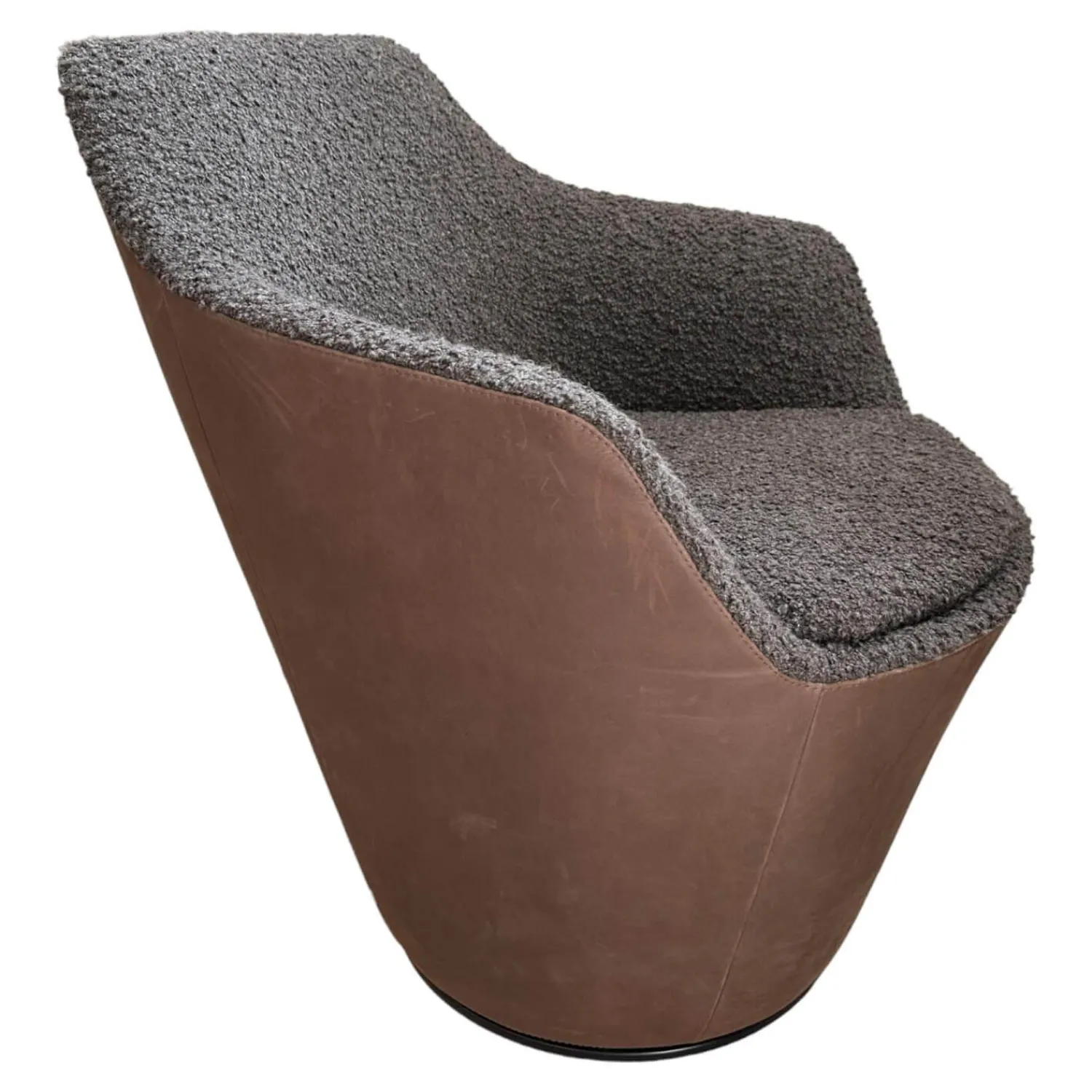 COR Relaxsessel|Sessel Flint Drehbar Stoff 14004 Mocca Braun Grrau Außen Leder 492 Braun