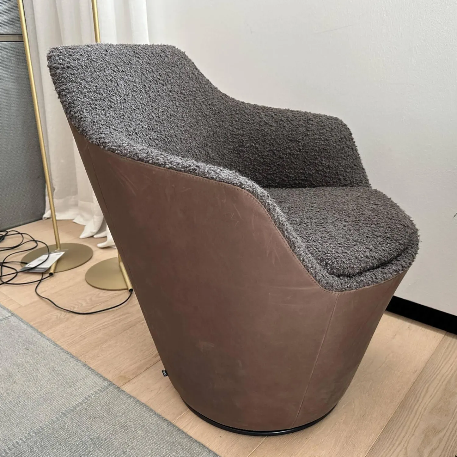 COR Relaxsessel|Sessel Flint Drehbar Stoff 14004 Mocca Braun Grrau Außen Leder 492 Braun