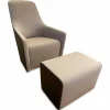 Walter Knoll Relaxsessel|Sessel Foster 520-10C Stoff Flanell Grau Rücken Saddle Leder Coffee mit Hocker