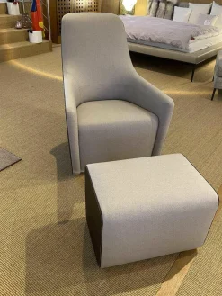 Walter Knoll Relaxsessel|Sessel Foster 520-10C Stoff Flanell Grau Rücken Saddle Leder Coffee mit Hocker