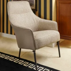 Jori Relaxsessel|Sessel Fuga Hoch Bezug Innen Stoff James C0013 Außen Leder Lipano Taupe