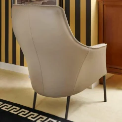 Jori Relaxsessel|Sessel Fuga Hoch Bezug Innen Stoff James C0013 Außen Leder Lipano Taupe