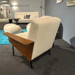 Ligne Roset Loungesessel|Sessel G 10 Stoff Alpa Arctique Beige Gestell Schwarz Seidenmatt Pulverbeschichtet Armlehnen Buchenmultiplex Furniert
