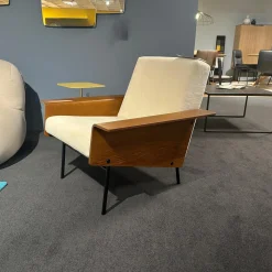 Ligne Roset Loungesessel|Sessel G 10 Stoff Alpa Arctique Beige Gestell Schwarz Seidenmatt Pulverbeschichtet Armlehnen Buchenmultiplex Furniert