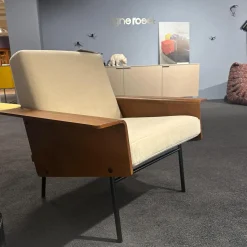 Ligne Roset Loungesessel|Sessel G 10 Stoff Alpa Arctique Beige Gestell Schwarz Seidenmatt Pulverbeschichtet Armlehnen Buchenmultiplex Furniert