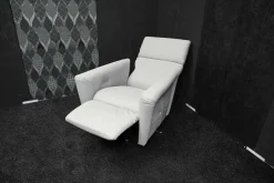 Rossini Relaxsessel|Sessel Galileo Leder Moss Smoke Sternfuß Edelstahl mit elektrischer Relaxfunktion 2-Motorisch