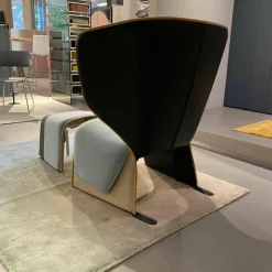 Cassina Relaxsessel|Sessel Gender 570 12 Melange Leder Schwarz Beige Gelb Ice Kissen Stoff Gerrit