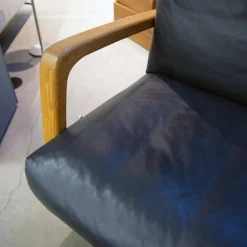 Signet Loungesessel|Sessel Gin Leder Alamo Lava Anthrazit Gestell Eiche Geölt Inklusive Hocker