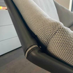 Papadatos Relaxsessel|Sessel Grace Drehbar Stoff Cat.J Villa D'este 02 Grau Gestell Dunkelbraun