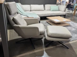 Vitra Relaxsessel|Sessel Grand Relax Leder Premium F Sand Beige Gestell Schwarz mit Ottoman