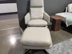 Vitra Relaxsessel|Sessel Grand Relax Leder Premium F Sand Beige Gestell Schwarz mit Ottoman