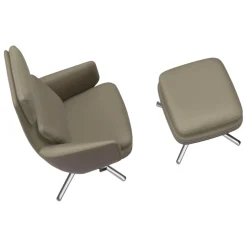 Vitra Relaxsessel|Sessel Grand Relax Leder Premium F 71 Sand Außen Leder Forte 07 Sand mit Ottoman