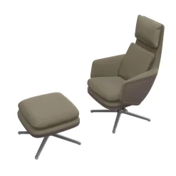 Vitra Relaxsessel|Sessel Grand Relax Leder Premium F 71 Sand Außen Leder Forte 07 Sand mit Ottoman