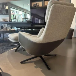 Vitra Relaxsessel|Sessel Grand Relax Schale Leder Forte Decor Umbra Grau Innen Stoff Corsaro Bambus Melange Grau Mit Hocker