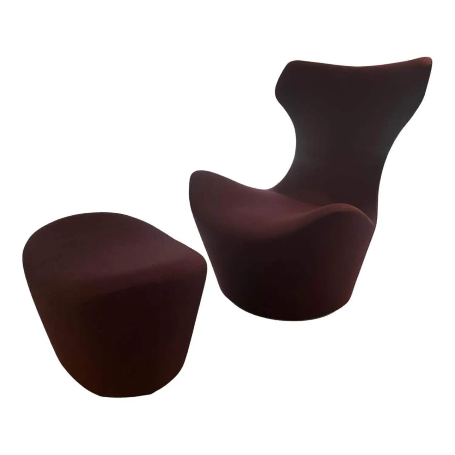 B&B Italia Loungesessel|Sessel Grande Papilio Stoff 2521790 Adria Vinaccia Rot Untergestell Metallisiert Grau Lackiert Mit Hocker