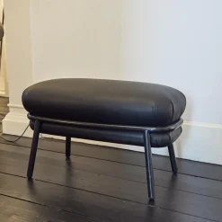 BD Barcelona Loungesessel|Sessel Grasso Bezug Leder Sauvage S Black Schwarz Gestell Metall Schwarz Inklusive Fußhocker