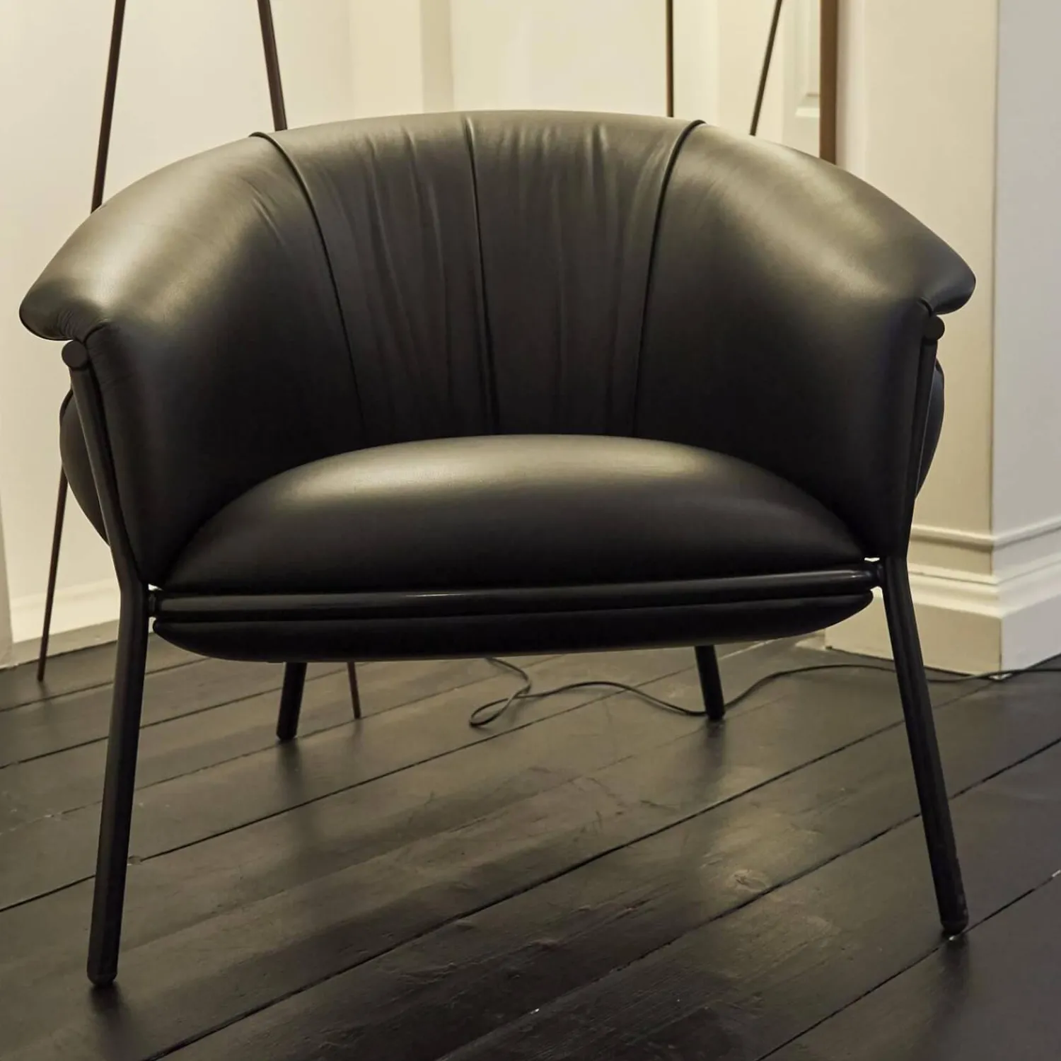 BD Barcelona Loungesessel|Sessel Grasso Bezug Leder Sauvage S Black Schwarz Gestell Metall Schwarz Inklusive Fußhocker