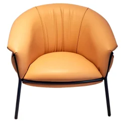 BD Barcelona Loungesessel|Sessel Grasso Bezug Leder Florida 2050 F Nude 22 Orange Gestell Blue 5011 Nachtblau