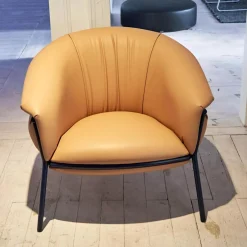 BD Barcelona Loungesessel|Sessel Grasso Bezug Leder Florida 2050 F Nude 22 Orange Gestell Blue 5011 Nachtblau