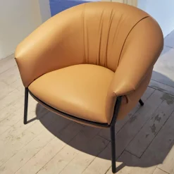 BD Barcelona Loungesessel|Sessel Grasso Bezug Leder Florida 2050 F Nude 22 Orange Gestell Blue 5011 Nachtblau