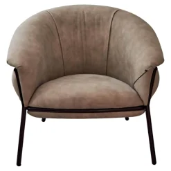 BD Barcelona Loungesessel|Sessel Grasso Textil Leder V19 T Moro Rustico Grau Beige Gestell Black 0911 Schwarz Metall