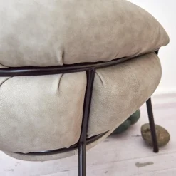 BD Barcelona Loungesessel|Sessel Grasso Textil Leder V19 T Moro Rustico Grau Beige Gestell Black 0911 Schwarz Metall