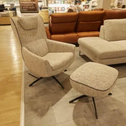 Jori Relaxsessel|Sessel Griffon Lounge Mit Hocker Bezug Mamaye C0201 4-Sternfuß Gekrümmt Schwarz